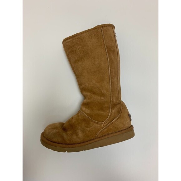 BOGO UGG Knightsbridge Tan Tall Suede Boot 5119 Shearling Lined Back Zip Women 5 - Picture 7 of 16